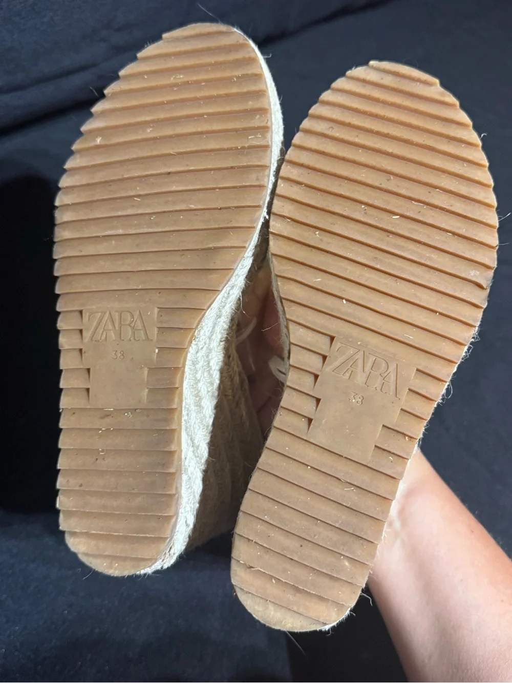 ZARA Clear PVC Espadrille Platform Slides in Beige